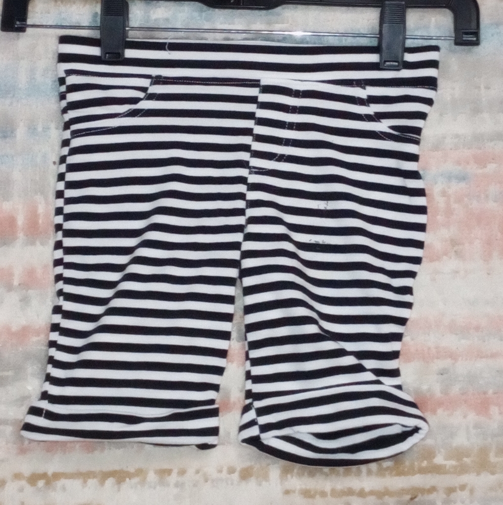 Black and white striped shorts